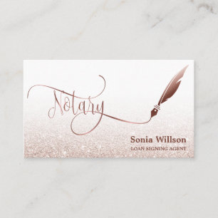 Notary Loan Signing Agent Moderne Rose Gold Glitze Visitenkarte
