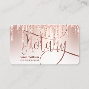Notary Loan Signing Agent Moderne Rose Gold Glitze Visitenkarte