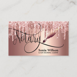 Notary Loan Signing Agent Moderne Rose Gold Glitze Visitenkarte