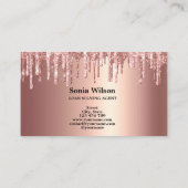 Notary Loan Signing Agent Moderne Rose Gold Glitze Visitenkarte (Rückseite)