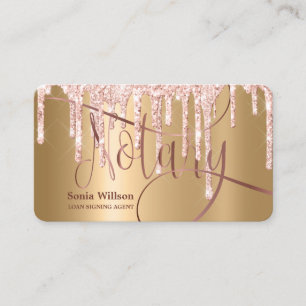 Notary Loan Signing Agent Moderne Rose Gold Glitze Visitenkarte