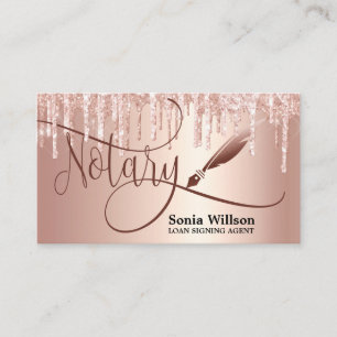 Notary Loan Signing Agent Moderne Rose Gold Glitze Visitenkarte
