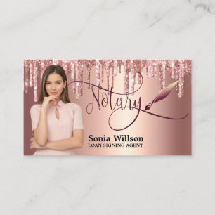 Notary Loan Signing Agent Moderne Rose Gold Glitze Visitenkarte