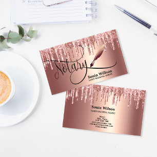 Notary Loan Signing Agent Moderne Rose Gold Glitze Visitenkarte