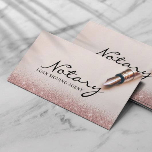 Notary Loan Signing Agent Moderne Rose Gold Glitze Visitenkarte