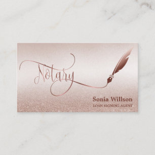 Notary Loan Signing Agent Moderne Rose Gold Glitze Visitenkarte