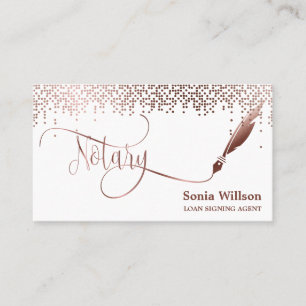 Notary Loan Signing Agent Moderne Rose Gold Glitze Visitenkarte
