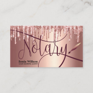 Notary Loan Signing Agent Moderne Rose Gold Glitze Visitenkarte