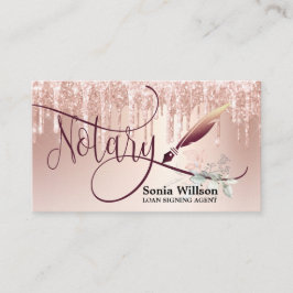Notary Loan Signing Agent Moderne Rose Gold Glitze Visitenkarte