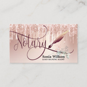 Notary Loan Signing Agent Moderne Rose Gold Glitze Visitenkarte