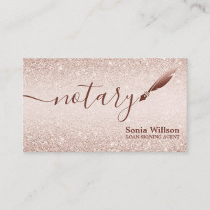 Notary Loan Signing Agent Moderne Rose Gold Glitze Visitenkarte