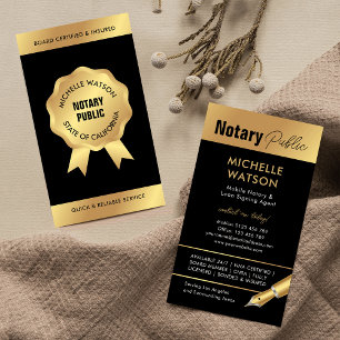 Notary Loan Signing Agent Moderner Black & Gold Visitenkarte
