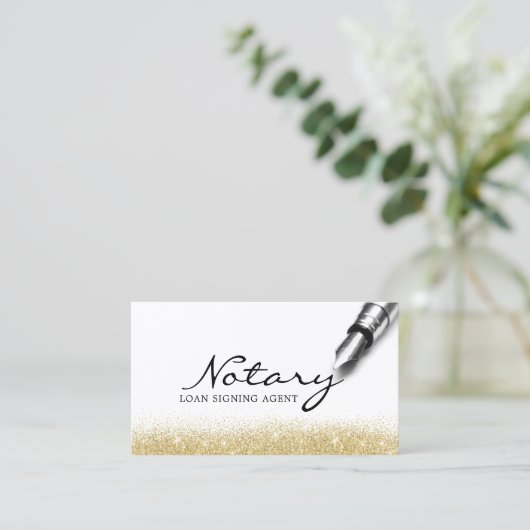 Notary Loan Signing Agent Moderner Gold Glitzer Visitenkarte (Stehend Vorderseite)