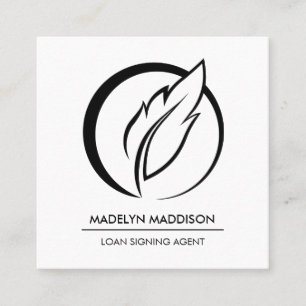 Notary Loan Signing Agent Moderner Schwarz & Weiß Quadratische Visitenkarte