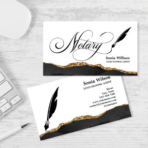 Notary Loan Signing Agent Modernes Black Gold Agat Visitenkarte