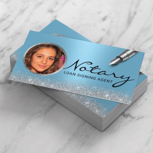 Notary Loan Signing Agent Modernes Blue Foto Visitenkarte