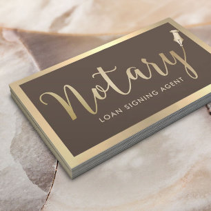 Notary Loan Signing Agent Modernes Gold & Brown Visitenkarte