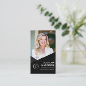 Notary Loan Signing Agent Modernes Schwarzes Foto Visitenkarte (Stehend Vorderseite)