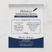 Notary Loan Signing Agent Navy Blue Silver Glitzer Flyer (Vorne)
