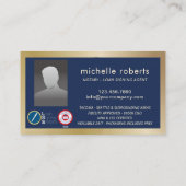 Notary Loan Signing Agent Navy & Gold Foto Visitenkarte (Rückseite)