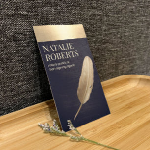 Notary Loan Signing Agent Navy & Gold Quill Visitenkarte