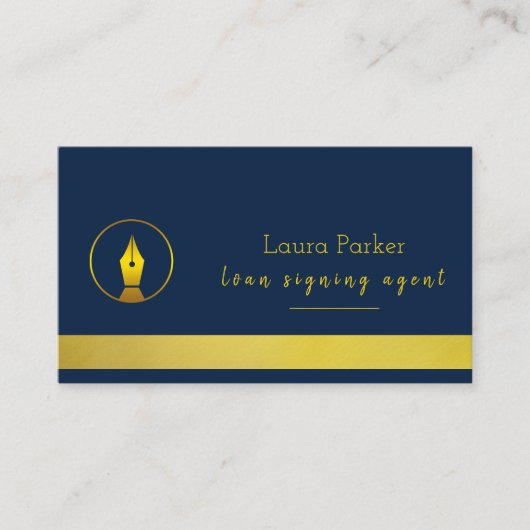 Notary Loan Signing Agent Nib Gold Visitenkarte (Vorderseite)