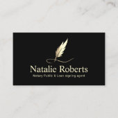 Notary Loan Signing Agent Quill Logo Black & Gold Visitenkarte (Vorderseite)