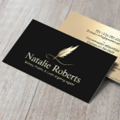 Notary Loan Signing Agent Quill Logo Black & Gold Visitenkarte