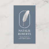 Notary Loan Signing Agent Quill Logo Dusty Blue Visitenkarte (Vorderseite)