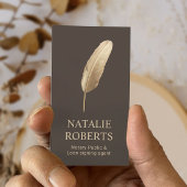 Notary Loan Signing Agent Quill Pen Brown & Gold Visitenkarte