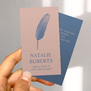 Notary Loan Signing Agent Quill Pen Dusty Rose Visitenkarte