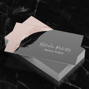 Notary Loan Signing Agent Quill Pen Rose Gold Visitenkarte