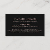 Notary Loan Signing Agent Rose Gold 3D Script Visitenkarte (Rückseite)