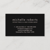 Notary Loan Signing Agent Rose Gold Black Glitzer Visitenkarte (Rückseite)