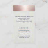 Notary Loan Signing Agent Rose Gold Blue Quill Visitenkarte (Rückseite)