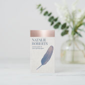 Notary Loan Signing Agent Rose Gold Blue Quill Visitenkarte (Stehend Vorderseite)
