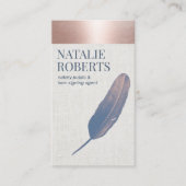 Notary Loan Signing Agent Rose Gold Blue Quill Visitenkarte (Vorderseite)