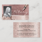 Notary Loan Signing Agent Rose Gold Floral Foto Visitenkarte (Vorne/Hinten)