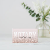 Notary Loan Signing Agent Rose Gold Glitzer Visitenkarte (Stehend Vorderseite)