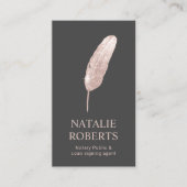 Notary Loan Signing Agent Rose Gold Quill Dunkel Visitenkarte (Vorderseite)