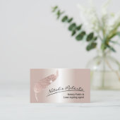 Notary Loan Signing Agent Rose Gold Quill Visitenkarte (Stehend Vorderseite)