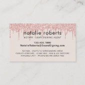 Notary Loan Signing Agent Rose Gold Tropfen Visitenkarte (Rückseite)