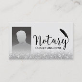 Notary Loan Signing Agent Silver Glitzer Foto Visitenkarte (Vorderseite)