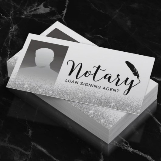 Notary Loan Signing Agent Silver Glitzer Foto Visitenkarte
