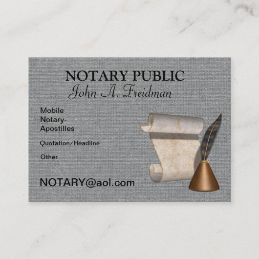 NOTARY ÖFFENTLICHE Visitenkarte (Vorderseite)