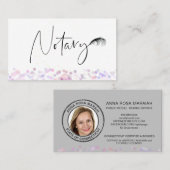 *~* NOTARY Pen Feather Signing Agent FOTO Visitenkarte (Vorne/Hinten)