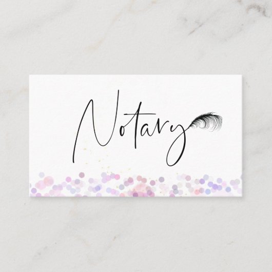 *~* NOTARY Pen Feather Signing Agent FOTO Visitenkarte (Vorderseite)
