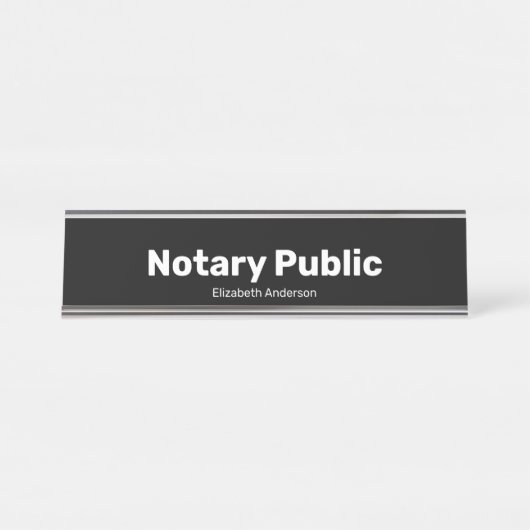 Notary Public and Name Text Template Black Schreibtischnamensplakette (Vorderseite )
