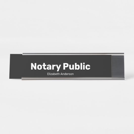 Notary Public and Name Text Template Black Schreibtischnamensplakette (Vorderseite )