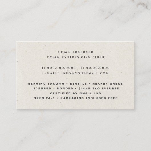 Notary Public Beige Rustic Visitenkarte (Rückseite)